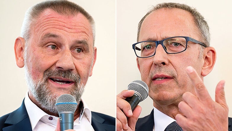 Bei der Landtagswahl 2024 war im Wahlkreis Bautzen Stadt CDU-Direktkandidat Marko Schiemann (l.) erstmals Jörg Urban von der AfD unterlegen.