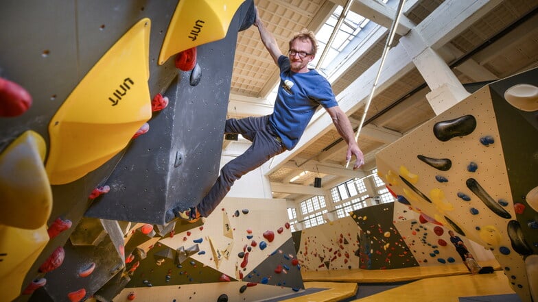 Robert Leistner ist Geschäftsführer der Mandala-Boulderhalle im Dresdner Norden, bald eröffnet er eine zweite Halle.