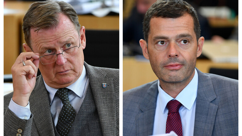 Bodo Ramelow (l): Der Ministerpräsident von der Linkspartei will im Amt bleiben. Mike Mohring (r): Der CDU-Spitzenkandidat spürt Rückenwind aus Sachsen.
