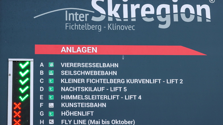 Probeweise wurden die Anzeigen für die Liftanlagen am Fichtelberg eingeschaltet.