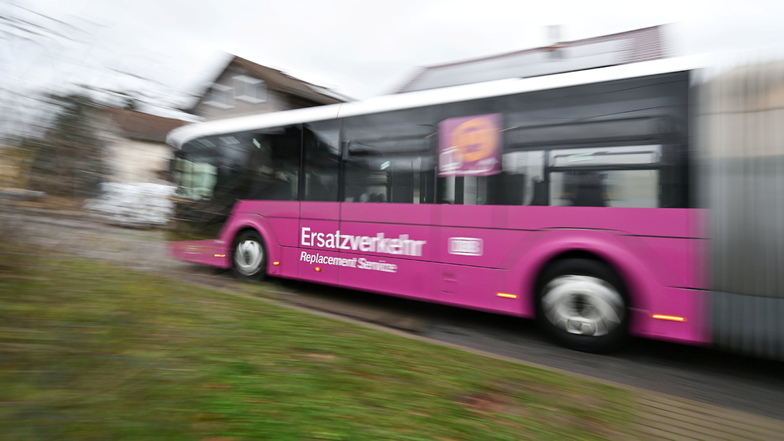Rosa sind sie nicht, aber schnell - die Busse, die ab Montag auf der neuen Ersatzbuslinie zwischen Großröhrsdorf und Radeberg fahren.