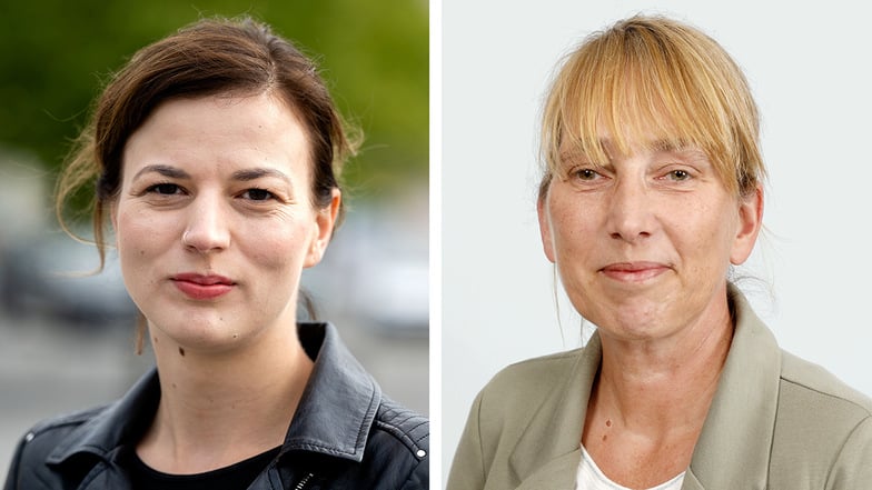 Laura Stellbrink (SPD, links) und Ines Biebrach (BSW) vertreten als neue Abgeordnete in Sachsens Landtag den Landkreis Bautzen.