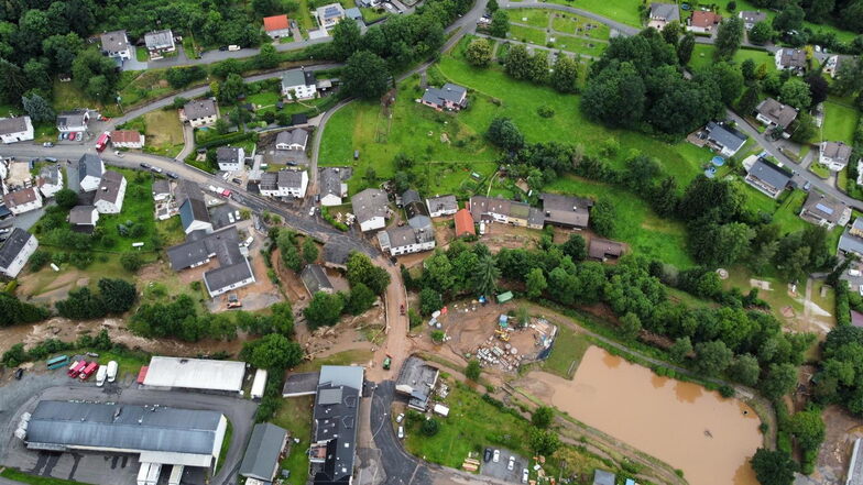Die vom Juli-Hochwasser 2021 besonders schwer getroffene Gemeinde Gerolstein-Müllenborn in Rheinland-Pfalz.
Foto: Malteser
