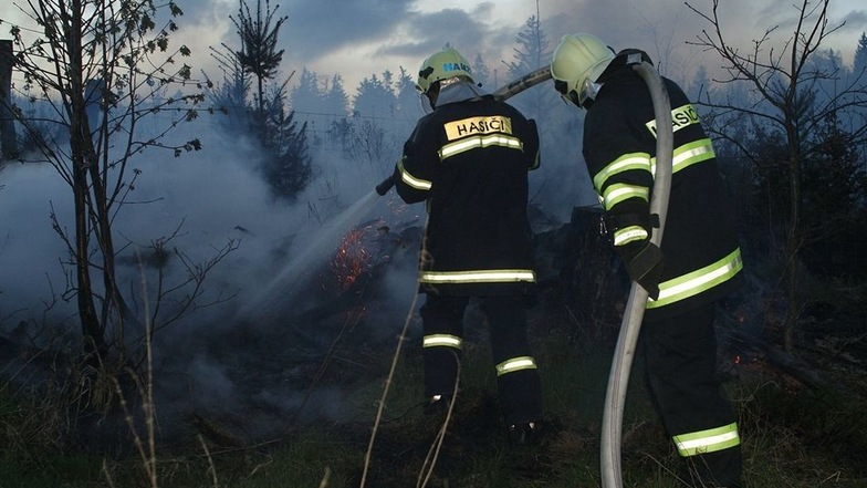 Die Varnsdorfer 2012 beim Waldbrand auf dem Lindeberg in Hainewalde.