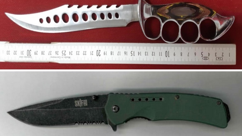 Diese beiden Messer haben Bundespolizisten sichergestellt.