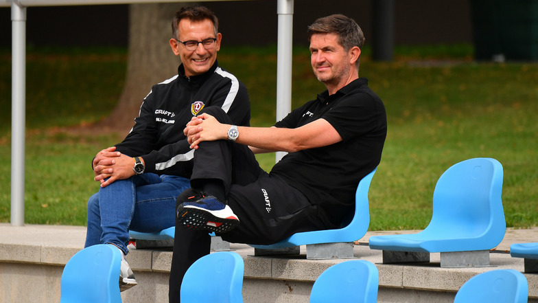 Ralf Becker mit Geschäftsführer Michael Born während des Trainingslagers.