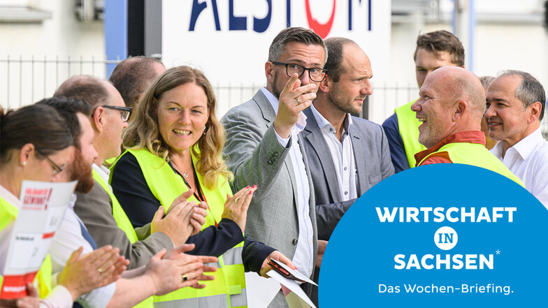Wirtschaftsminister Martin Dulig hat am Mittwoch an einem Protest der Görlitzer Alstom-Beschäftigten teilgenommen. In dem Werk sollen Hunderte Stellen gestrichen werden.