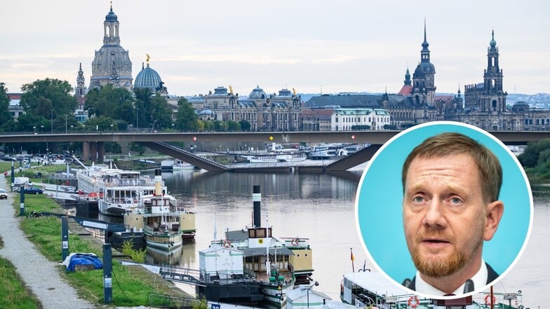 Teile der Carolabrücke über der Elbe in Dresden sind eingestürzt.