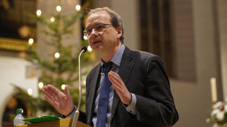 Dr. Harald Lamprecht von der Evangelisch-Lutherischen Landeskirche Sachsens sprach am 13. Januar bei der dritten Bautzener Rede im Dom St. Petri über gerechten Frieden.