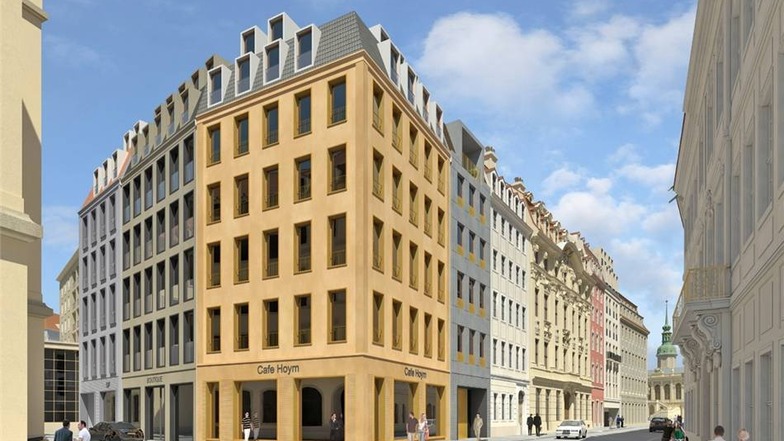 Visualisierung des Eckhauses "Frieseneck" an der Landhausstraße am Neumarkt,