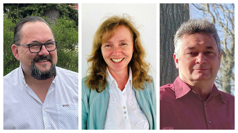 Uwe Thomas, Carina Dittrich und Knut Lehmann stellen sich erneut als Bürgermeister in Reichenbach zur Wahl.