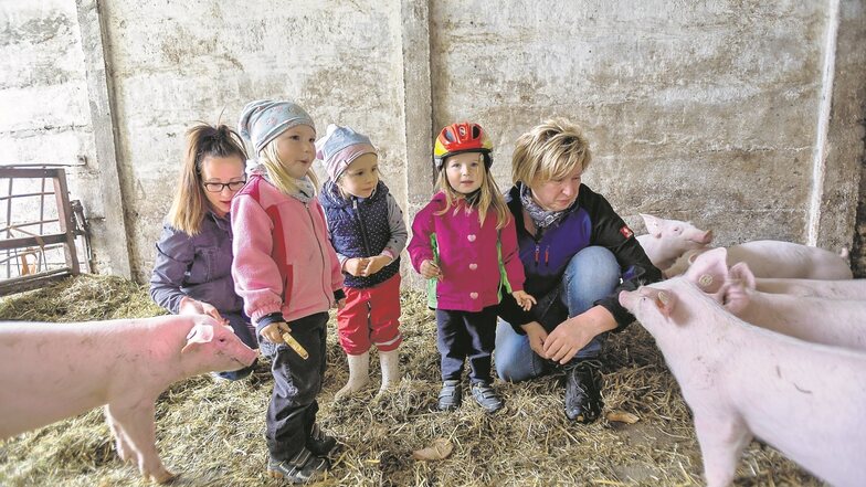 Zurück zur Natur: Stadträtin Heike Druhm (re.) möchte für die Somsdorfer Kinder eine Kita auf dem Bauernhof einrichten.