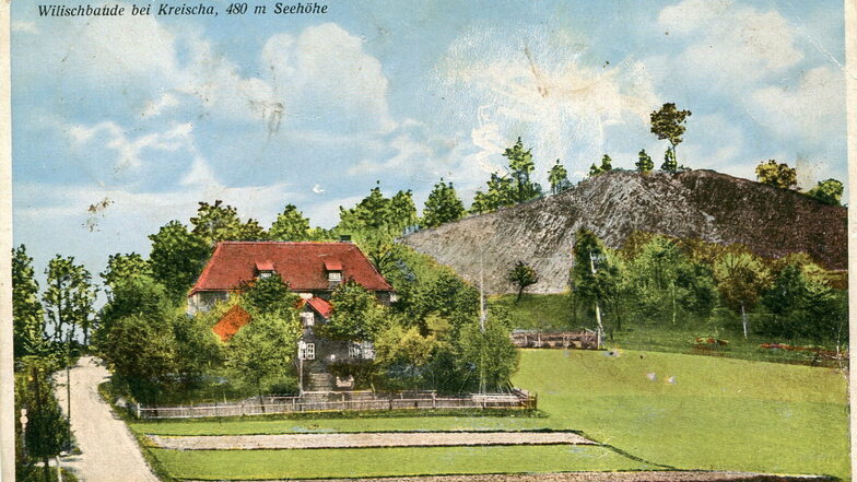 Auf dieser historischen Postkarte ist der Wilisch zu sehen. Hier sollte um 1910 ein Bismarckturm gebaut werden, um mehr Touristen anzulocken.