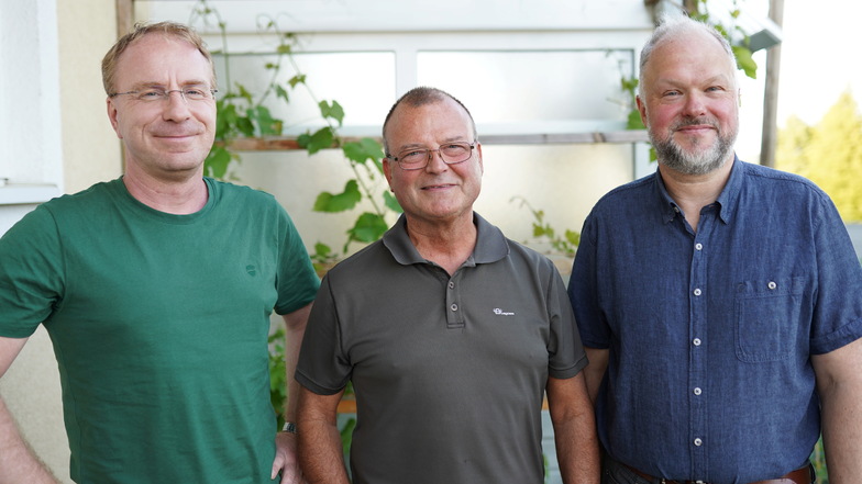 Torsten Otte (v.l.), Ulf Kühnel und Jens Topa kandidieren unter anderen für den Ortschaftsrat in Gauernitz.
