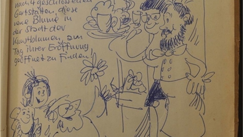 Die Zeichnung vom 11. August 1987 im Gästebuch.