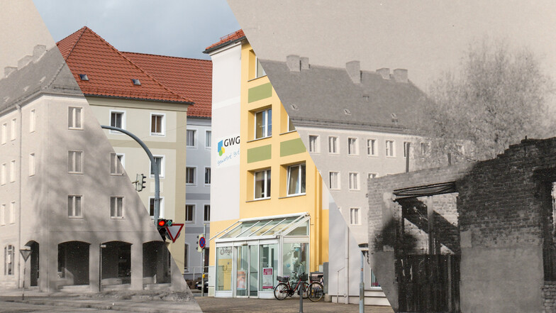Der Wohnblock an der heutigen Muskauer Straße/Ecke Poststraße war der erste Wohnblock am Zinzendorfplatz, der zum 10. Jahrestag der DDR an die Mieter übergeben wurde. Gegenüber stand noch eine Ruine. Heute befindet sich dort ein weiterer Wohnblock.