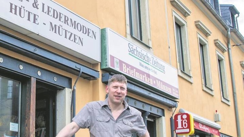 Meißner Straße 88: Lars Bellmann verkauft hier Zeitschriften, Münzen, Lottoscheine und Schreibwaren. In das Haus hat er in den letzten Jahren viel investiert, nachdem er es 1999 erworben hatte.