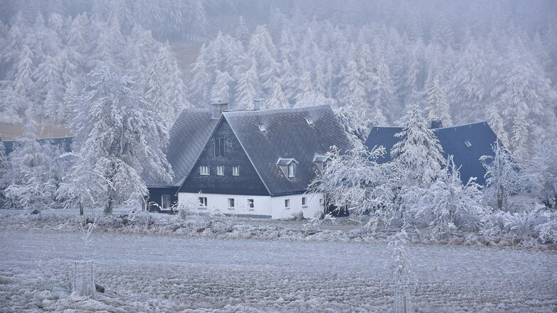Archivbild: Viel Frost und wenig Schnee lässt in Zinnwald den Raureif wachsen.