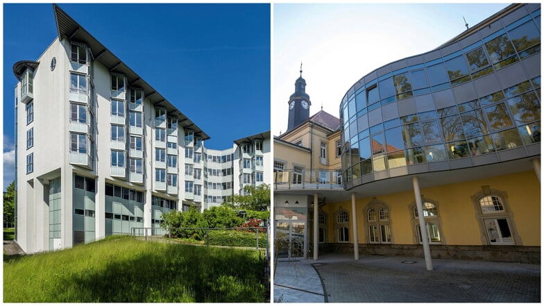 Die Asklepios-Klinik Sebnitz (links) soll mit der Hohwald-Klinik (rechts) fusionieren.