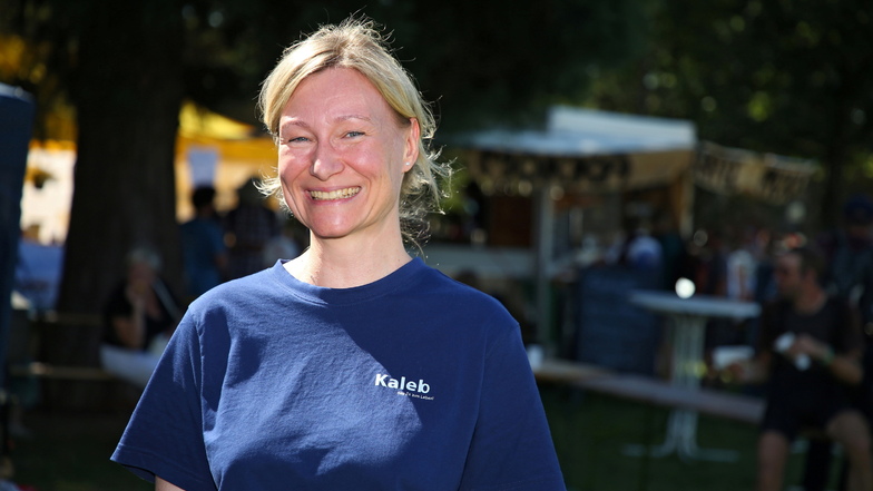 Nadin Scheidemantel ist 42 und hat beim Elbekirchentag den Kaleb-Verein aus Sebnitz vertreten.