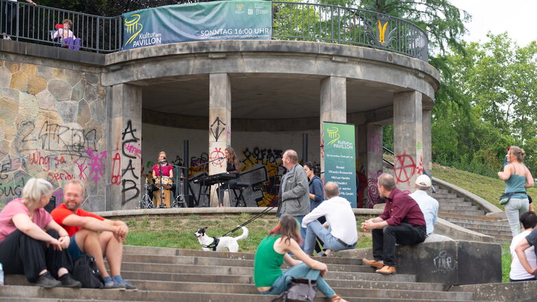 Am Elberadweg in Dresden finden seit fünf Jahren von Mai bis September jeden Sonntag Konzerte auf der Straße statt.