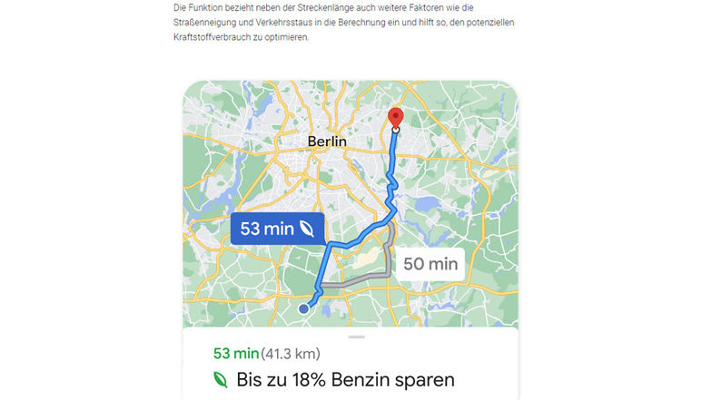Google bringt spritsparende Routen in deutsche Karten-App