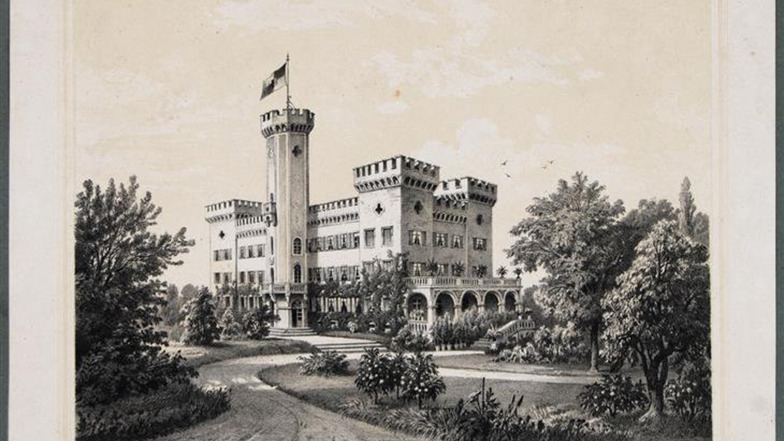 Eine historische Ansicht des Luckner-Schlosses.