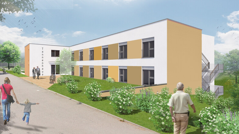 Mit dem Tannenhaus entsteht auf dem Gelände des Epilepsiezentrums in Kleinwachau ein modernes Wohn- und Pflegeheim. Sechs Millionen Euro wird der Bau kosten. 40 Appartements entstehen in dem Haus.