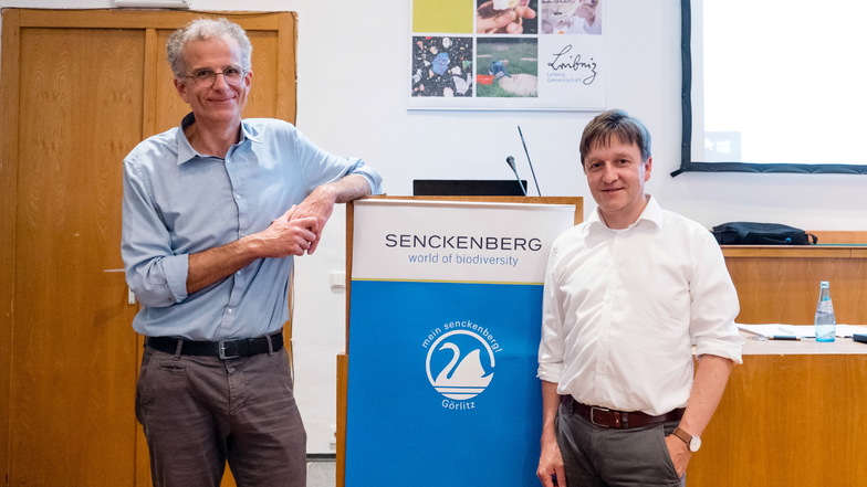 Karsten Wesche (links), Direktor des Senckenberg-Instituts in Görlitz, und Jaroslaw Golaszewski, Leiter des Sächsischen Immobilien- und Baumanagement (SIB) in Bautzen, im Görlitzer Humboldthaus.