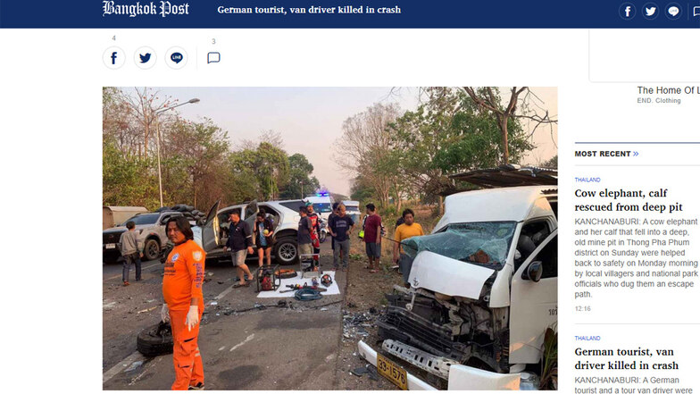Mindestens ein deutscher Tourist bei Unfall in Thailand getötet