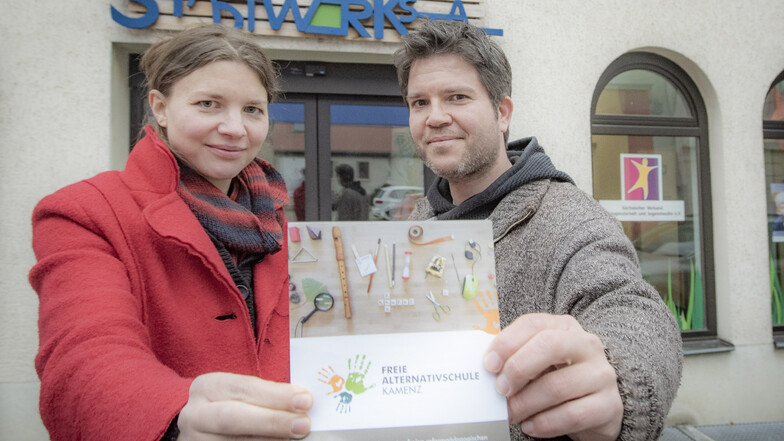 Theresa Vogel und Frank Jank gehören zu denen, sie sich für die Freie Alternativschule in Kamenz engagieren.