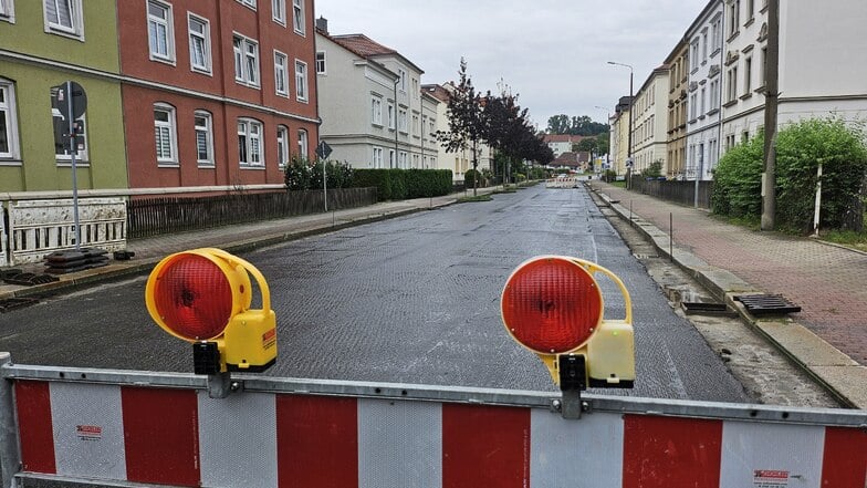 Blick auf die Baustelle auf der Goldbachstraße in Zittau.