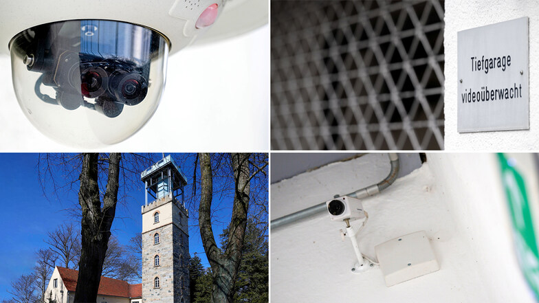 Das sind zwei Orte im Landkreis Bautzen, an denen Videoüberwachung stattfindet: die Agentur für Arbeit in Bautzen (oben) und der Lessingturm auf dem Hutberg in Kamenz.