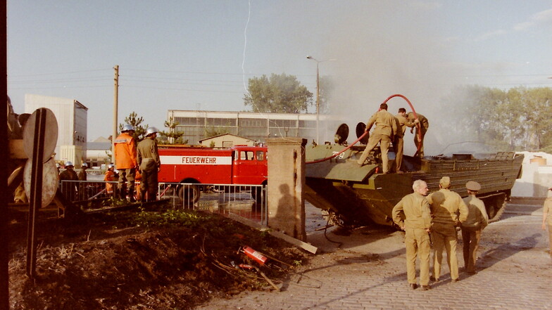 Beim Abzug der sowjetischen Truppen 1991 kam es in Meißen zu einem Panzerbrand.