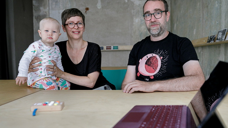 Sven Wernicke, Anne-Kathrin Gericke und Tochter Wilma aus Dresden nahmen am Projekt Stadt auf Probe in Görlitz teil.