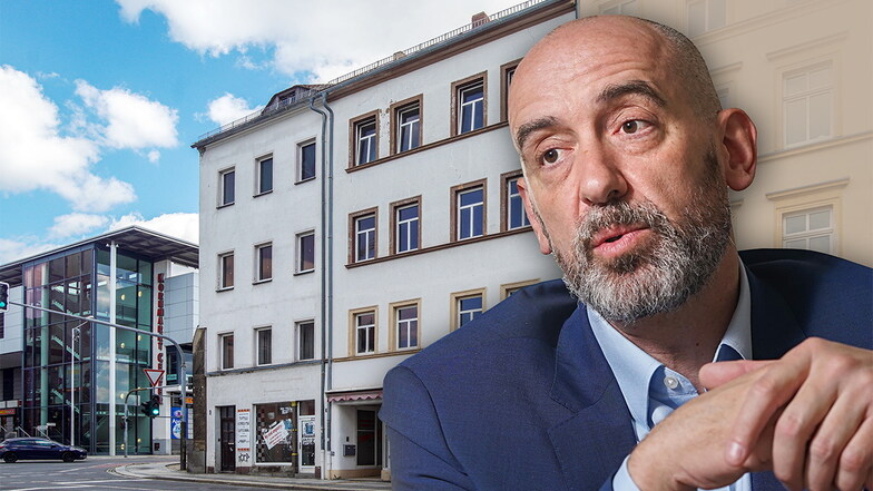 Der Bautzener Oberbürgermeister Alexander Ahrens will sein Haus in der Äußeren Lauenstraße verkaufen. Es geht um das weiße Haus in der Bildmitte.