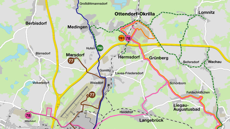 Die neuen Linien im Dresdner Norden reichen bis nach Ottendorf-Okrilla, Radeburg und Radeberg.