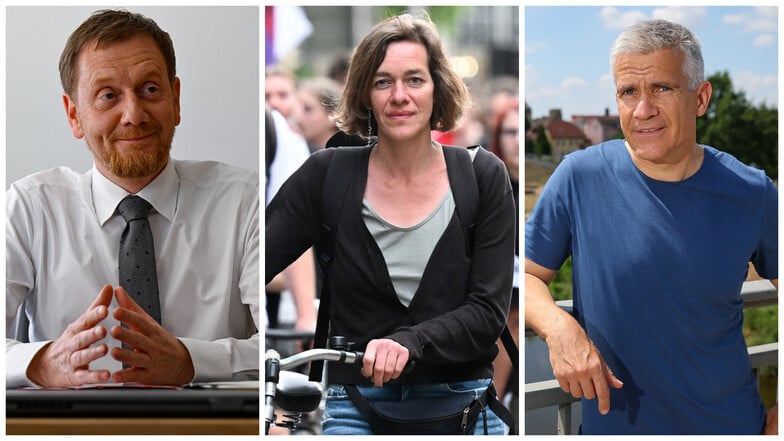 In mehreren Wahlkreisen wird es am 1. September ein spannendes Duell um die Direktmandate geben. Auch für (v.l.n.r.) Michael Kretschmer (CDU), Juliane Nagel (Linke) und Matthias Berger (Freie Wähler).