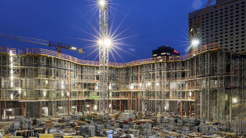 Blick auf die Baustelle im Leipziger Zentrum.