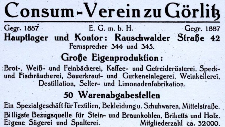 Geschäftsanzeige im Jahr 1918