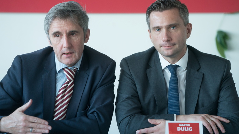 Frank Richter mit Sachsen-SPD Chef und Wirtschaftsminister Martin Dulig. Beide verstehen sich gut. Dulig hat Richter erfolgreich ins Rennen um ein Landtagsmandat für die SPD gebracht.