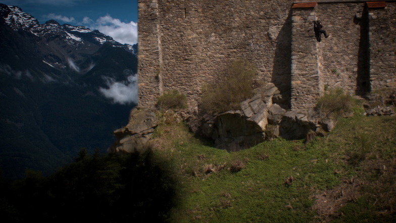 Der Postproduktion sei Dank steht Schloss Lauenstein im Film vor beeindruckender Bergkulisse.