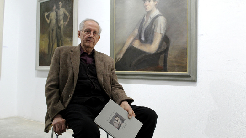 Harald Metzkes bei einer Ausstellungseröffnung in Bautzen 2018.