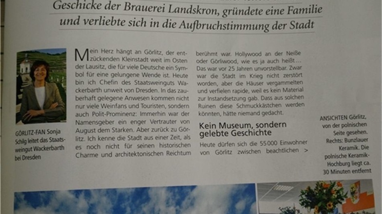 In der aktuellen Ausgabe der Illustrierten „Meine gute Landküche“ kommt Görlitz ganz groß raus. Neben den Erfahrungen der Ex- Landskron-Chefin gibt es regionale Rezepte.