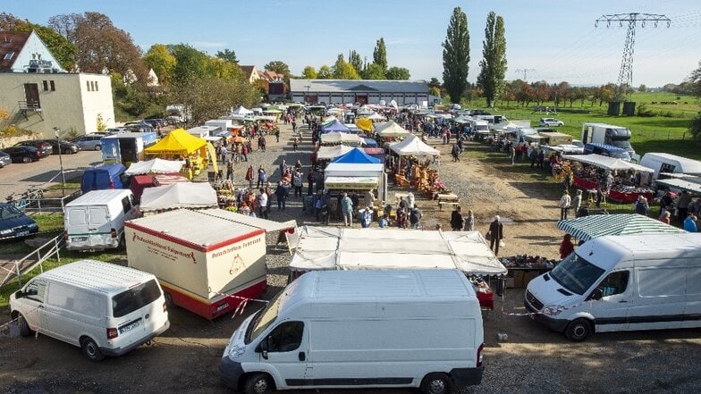 Zum ersten Mal auf der Festwiese: Der Bauernmarkt lockte mit seinen 60 Händlern zahlreiche Besucher nach Altkötzschenbroda.