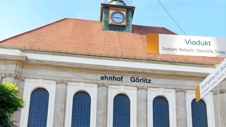 Am Bahnhof Görlitz fehlt das "B" an der Fassade.