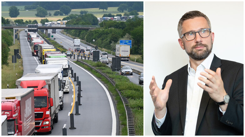 Wie hier auf Höhe von Bautzen ist die A4 bislang nur vierspurig ausgebaut. Der Bund hat einem Ausbau auf sechs Spuren nun eine Absage erteilt - Kritik gibt es dafür unter anderem von Sachsens Wirtschaftsminister Martin Dulig.