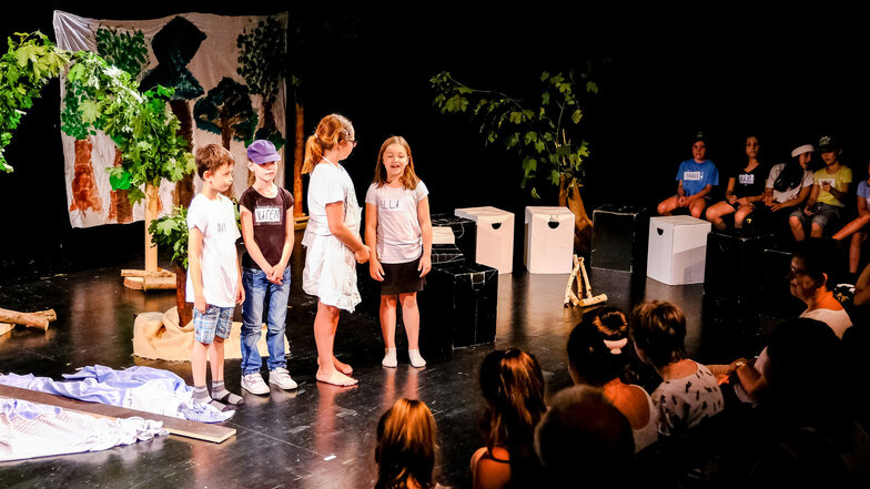 Die Theater-AG der Grundschule Friedrich Schiller aus Radebeul fesselt die Zuschauer mit ihrem selbst geschriebenen Theaterstück.