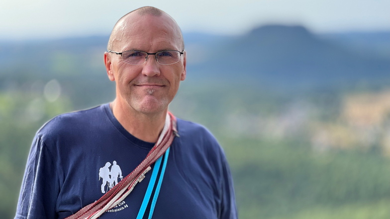 Sven Legler in besseren Zeiten als Kletterer in der Sächsischen Schweiz.