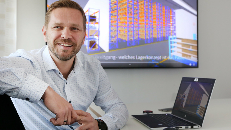 Uwe Wenzel, Geschäftsführer der Firma Logsol, blickt optimistisch in die Zukunft. Die Logistikplanung des Dresdner Unternehmens ist weltweit gefragt.
